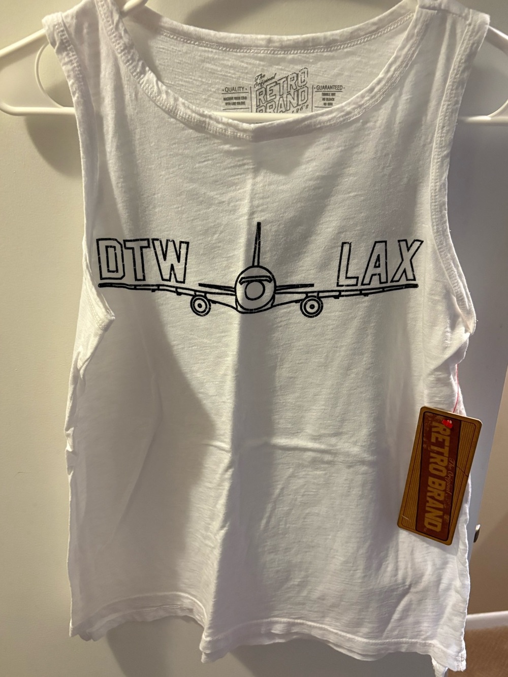 The Retro Brand White DTW to LAX Airplane Tank